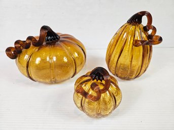 Three Glass Pumpkins