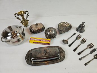 Silver-  Plated Items With Cleaner, Stainless Living Pot, Metal Vase Made Made In Italy