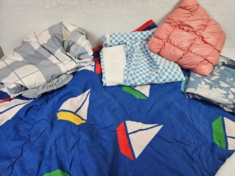 Child's Twin Size Sailboat Comforter, Few Sheets, Not Matching, Pillow