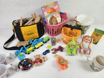 Bag With Truck And Little Train, Water Baby, Teletubbies, 2 Vintage Cups Etc