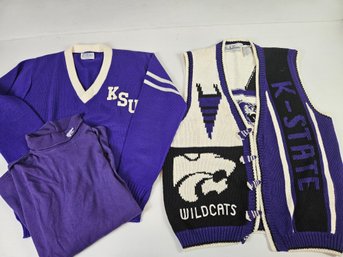 Two K-State Wildcat Sweaters And A Turtleneck