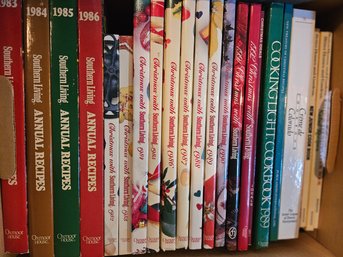 Large Box Of Cookbooks- Lots Of Southern Living, Christmas, Better Homes And Gardens