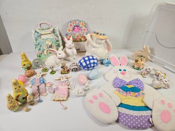 Easter Ceramic Bunnies, Two Sets Of Nesting Bunnies One Ceramic Has Glued On Ear, Picture,