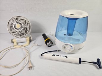 Vicks Humidifier, Small Fan, Flashlight, Spalding Pump