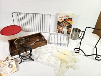 Kitchen Miscellaneous, Sifter, Recipe Book Holder, Tupperware Bowl And Popsicle Makers, Serving Tray