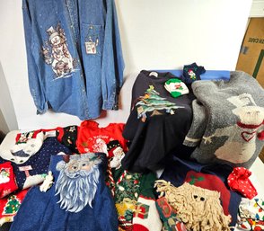 Tote With Lid Full Of Christmas Attire