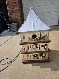 Three Story Wren Bird House With Light