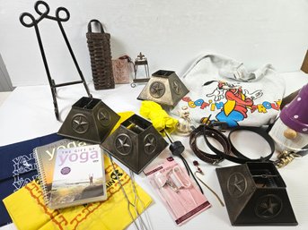 Miscellaneous Items- Lamp Shades, Goofy XL Sweatshirt, August Birthday Doll Has Small Chip, With Tote