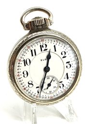 Elgin Railroad Grade Pocket Watch Silver 21 Jewels S/n 20023577 Gold Filled - Doesn't Run
