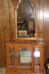 Lighted Oak Cabinet With Glass Door 35x29, Wall Mirror 42-in Tall