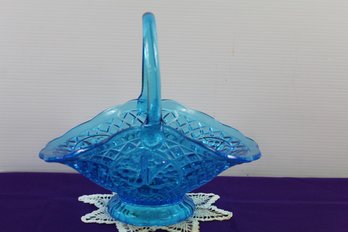 Vintage Large Blue Glass Basket