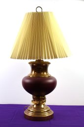 Maroon Lamp With Shade 30 Inch Tall