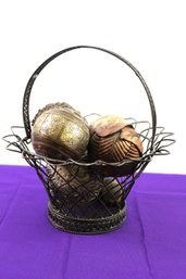 Vintage Style Wire Basket With Decorative Balls