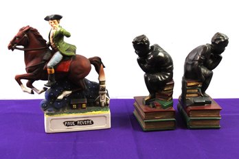Book End Set, McCormick Distilling Decanter- Paul Revere