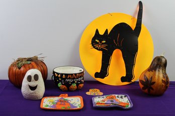 Tote With Halloween And Thanksgiving Decorations