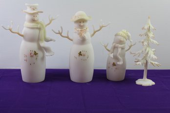 Three Snowmen With Tree 13 Inch, 12-in, 9 In