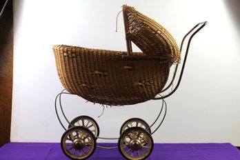 Vintage Child's Baby Stroller, Wicker, Some Repair Needed