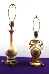 Porcelain Vase Lamp And Pink Porcelain Lamp