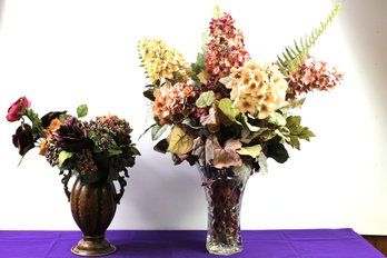 Two Flower Vases With Artificial Flowers