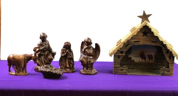 Ceramic Nativity Scene And Manger