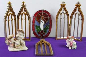 Vintage Four Panel Table Top, Broken Hinge, Two Dreamsicles