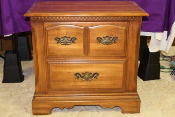 Wood Nightstand, Two Drawer, 24-in Tall, 25 In Wide
