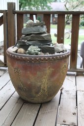 Large Pot With Fountain, Works But Leaks