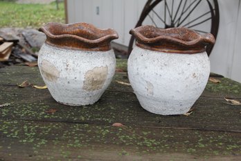 Two Ceramic Flower Pots 8-in Tall