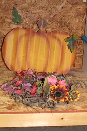 Fall Decorations, Pumpkin And Wreath