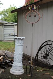 Two Pieces Of Yard Decor, Pillar, Sprinkler