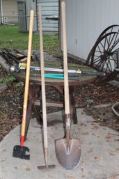 Shovel, Trimmer, Two Hoes, Waterers