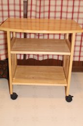 Wood Rolling Microwave Cart 26.5 In Tall