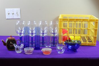 Crate Of Glasses Some Stemmed