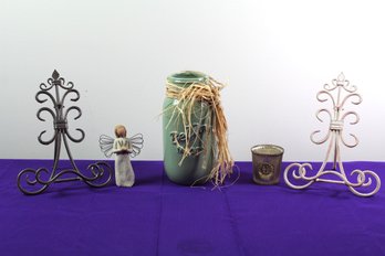 Bella Mason Jar, Two Iron Easel Stands