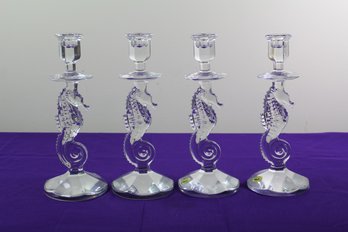 4 Waterford Crystal Seahorse Candle Holders