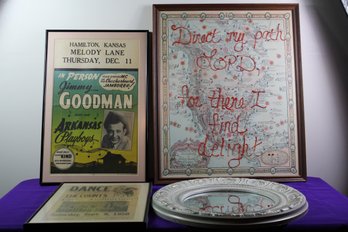 Two Poster Prints, Mirror- Oval, Framed Wall Decor