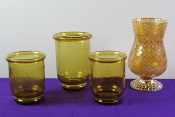 Three Bubble Glass Vases, Mosaic Planter Vase