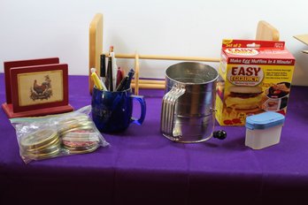 Cookbook Rack, Sifter, Napkin Holder, Canning Rings, Miscellaneous