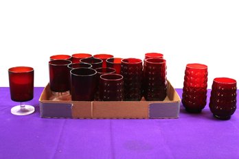 Vintage Anchor Hocking Ruby Red Bubble Juice Glasses 17