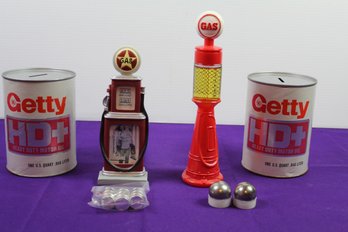 Avon -' Remember When' - Gas Pump, 2 Getty Coin Cans