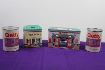 Texaco And TBC Tins, Getty Banks