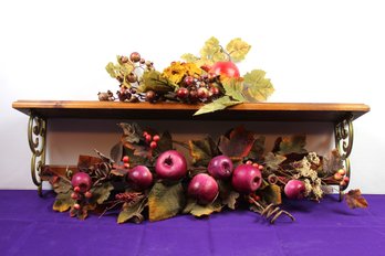 Wall Shelf With Floral Decorations 30 Inch Long