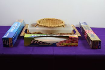 Freezer Paper And Bags, Serving Tray, Tupperware Storage Container With No Lid