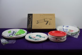 Pampered Chef Cookie Press, Assorted Paper Plates
