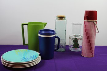Five Dinner Plates, Juice Jar, Thermos, Miscellaneous