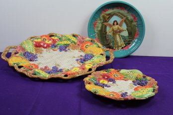 Autumn Bounty Platter Fitz And Floyd And Tray