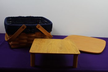 Longaberger Cake Basket With Wood Lid, Protector And Liner