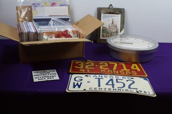 Box Of Miscellaneous Cards, Two Tags, Roof Slate Artwork