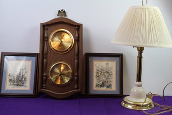 Lamp 21 Inch Tall, Thermometer, Two Pictures