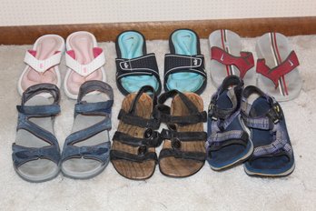 6 Pair Of Ladies Sandals, Slip-ons